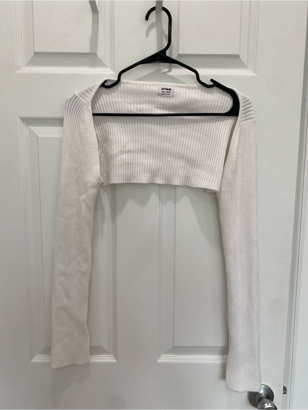 Cotton On Ribbed White Cropped Bolero Shrug